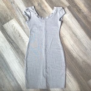 Grey Body-con Dress with Metallic Detail